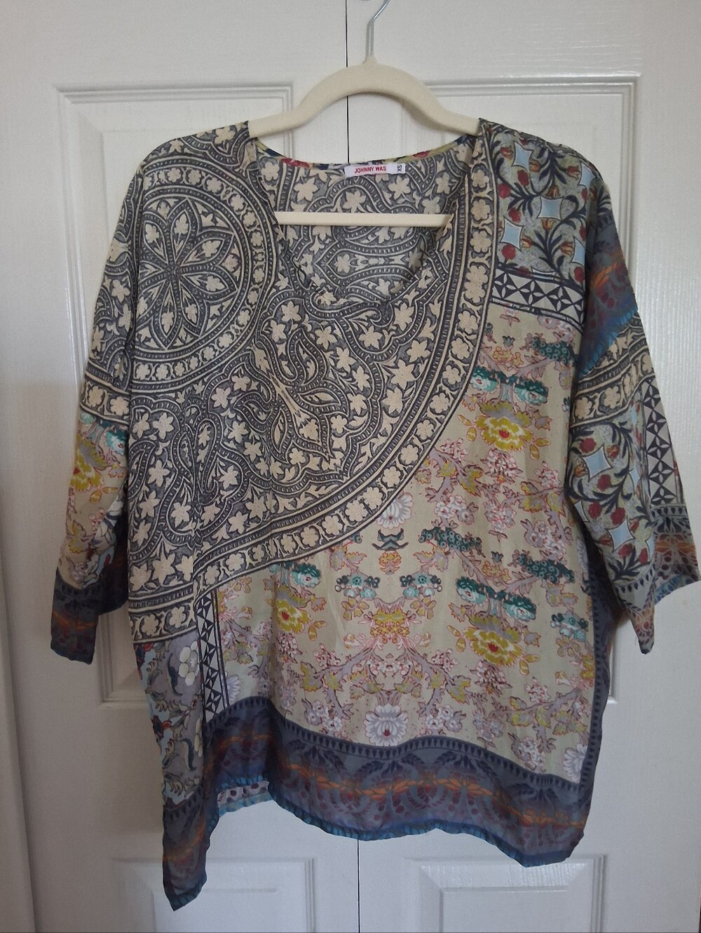 Jonny Was New 100% Silk  Paisley Floral Print Relaxed Women’s Top - Multicolor